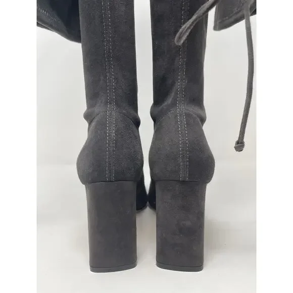 Stuart Weitzman Tipland Gray Suede Over the Knee-High Boots 9.5 - Picture 12 of 15